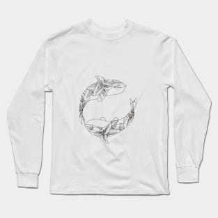 Floral Whales Long Sleeve T-Shirt